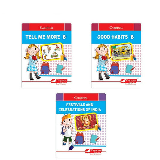 Cardinal General Knowledge Book 2 (Set of 3)|Good Habit B| Festival & Celebration of India| Tell Me More B| Combo Book Set| Ages 3-7 Years -  buy in usa 