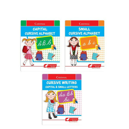 Cardinal Cursive Alphabet Capital and Small Letter Writing Practice Books for Kids| Set of 3|Kindergarten Book for Kids Ages 3-7 Years -  buy in usa 