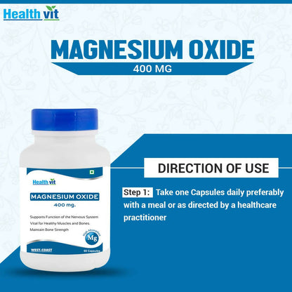 Healthvit Magnesium Oxide 400mg Capsules