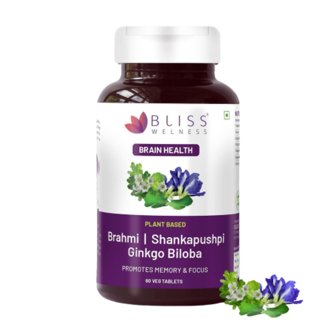 Bliss Welness Brahmi Shankpushpi Ginkgo Biloba Tablets - usa canada australia