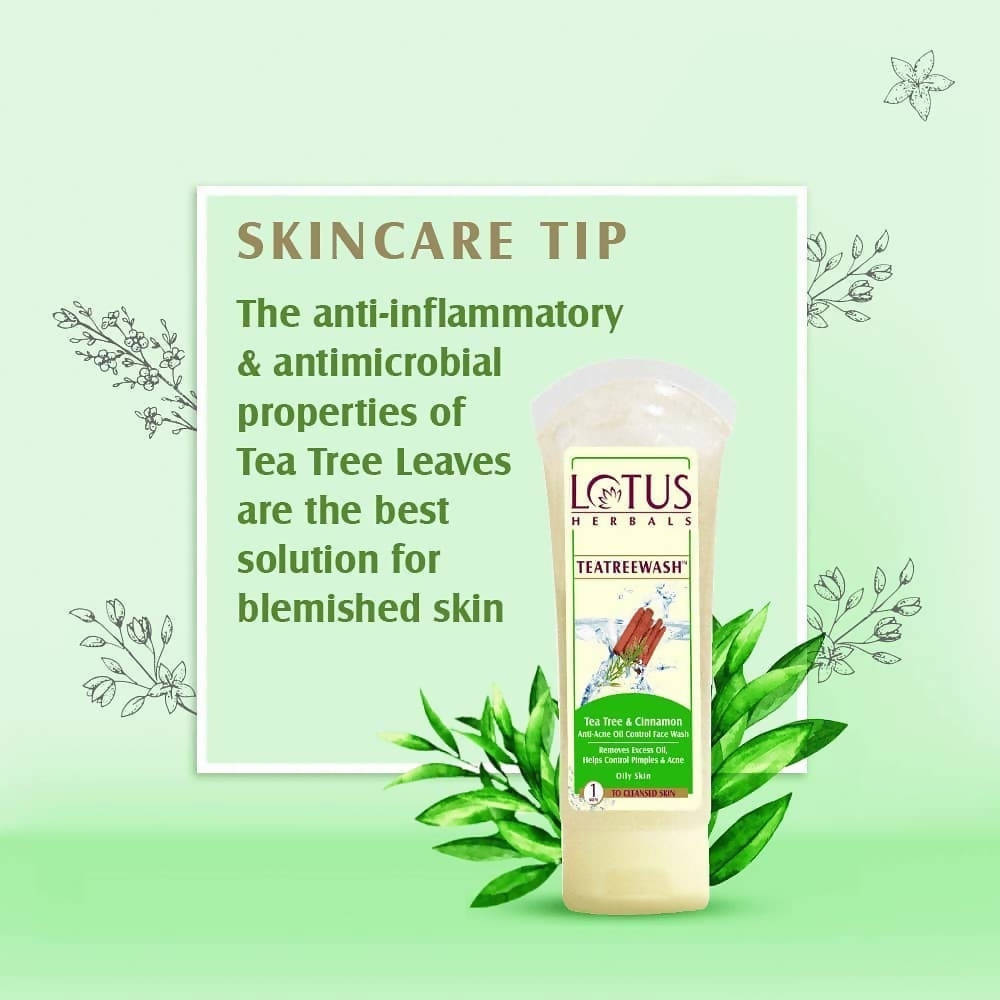 Lotus Herbals Teatreewash Tea Tree & Cinnamon Anti-Acne Oil Control Face wash