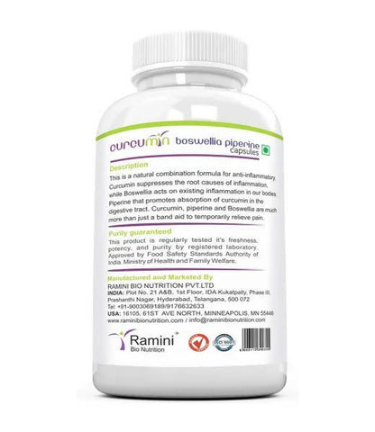 Ramini Bio Nutrition Curcumin Piperine Boswellia Veg Capsules