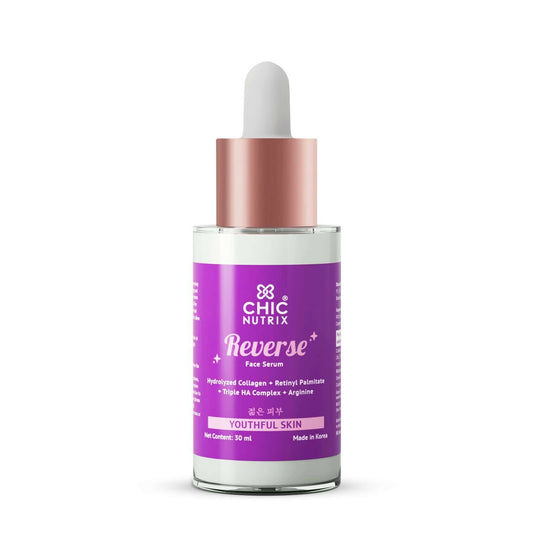 Chicnutrix Reverse ’??? Anti Aging Serum with Hydrolyzed Collagen Retinyl Palmitate, Triple HA Complex & Arginine for Youthful Skin - usa canada australia