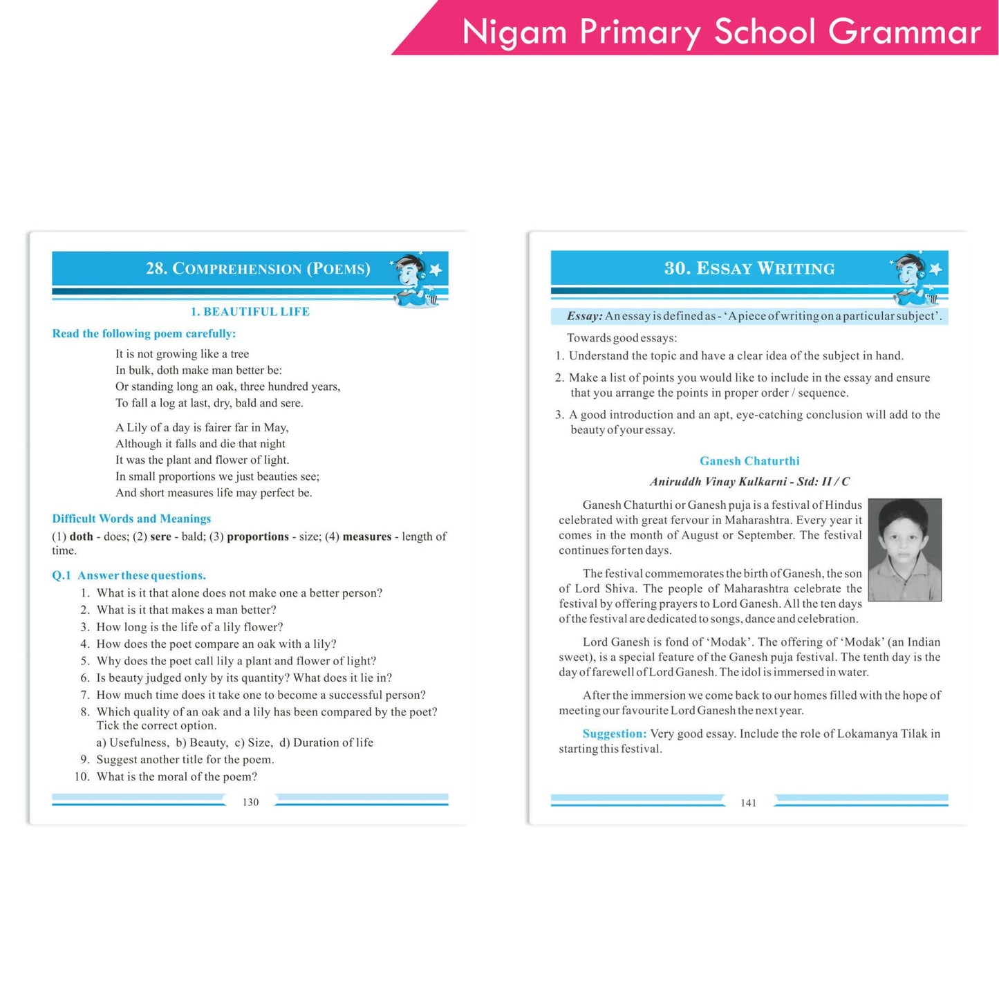 Nigam My Blue Book of Primary School Grammar * Suffix, Prefix, Homophones, Sentences, Preposition, Adverbs, Verbs, Pronouns, Adjectives, Nouns